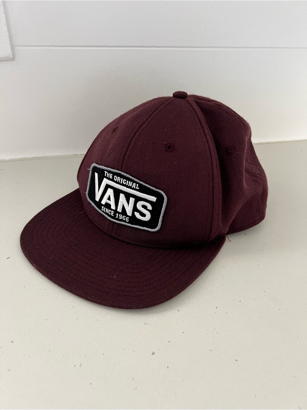 Vans The Original Since 1966 Burgundy Snapback Hat Adult Adjustable Flat Bill